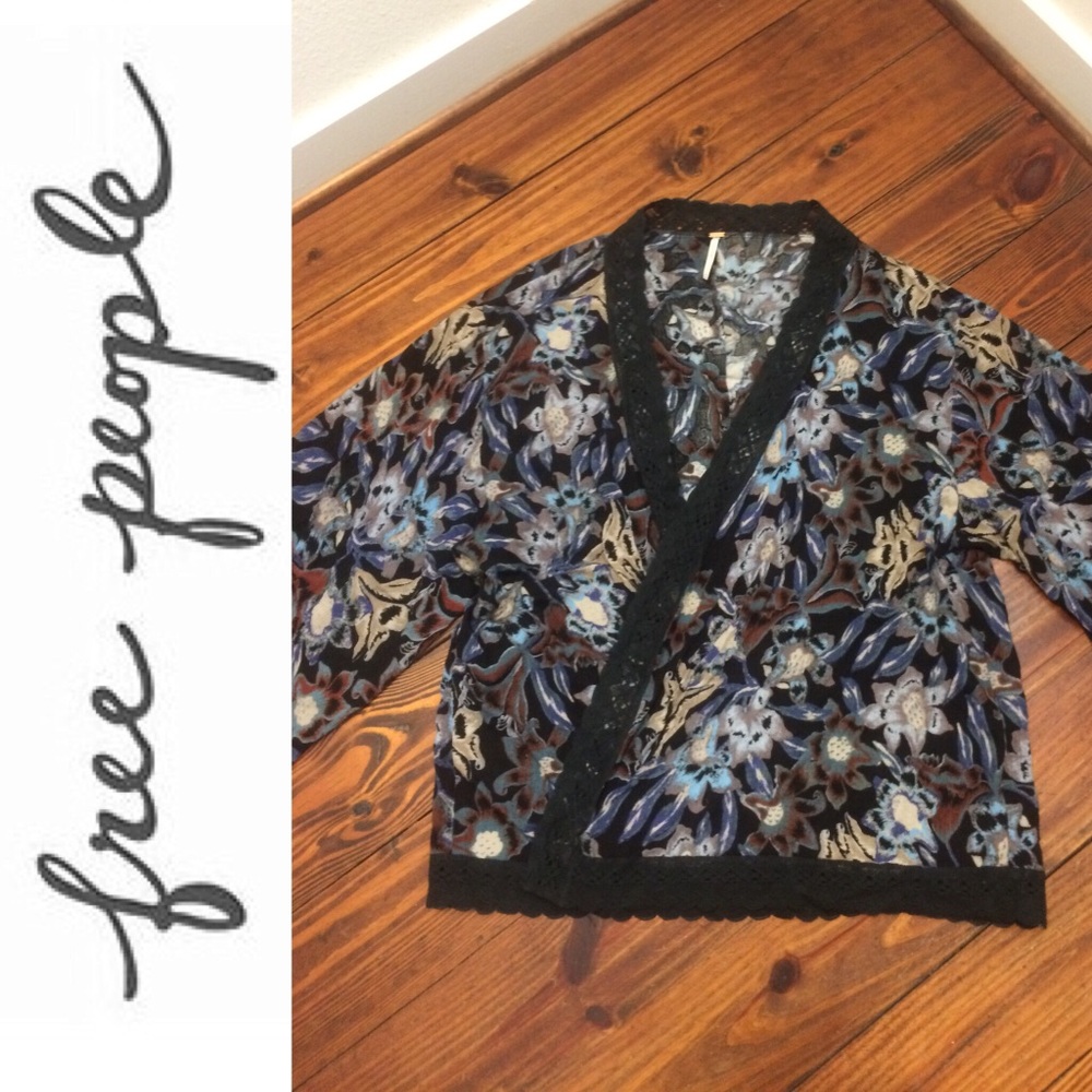 Free people floral loose cardigan